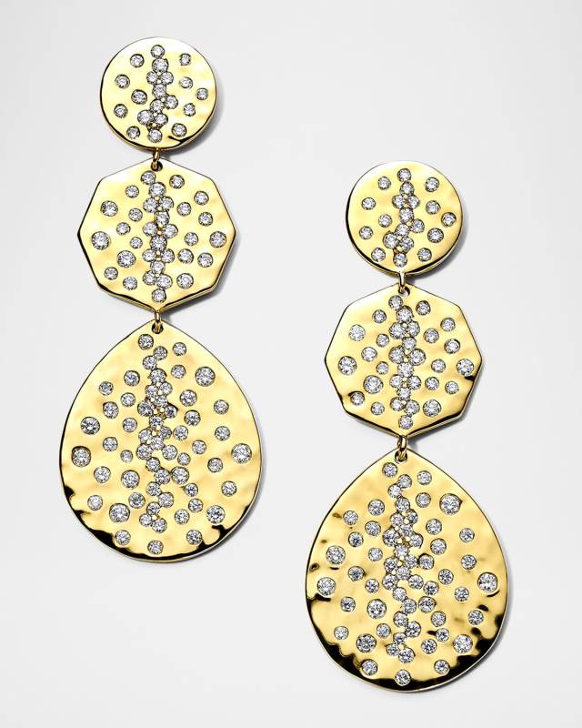 18K Stardust Crinkle Small Crazy 8s Earrings with Burst Pattern Diamonds